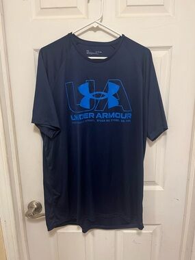 Under Armour Navy Blue Short Sleeve Performance Tee with Blue Logo XL